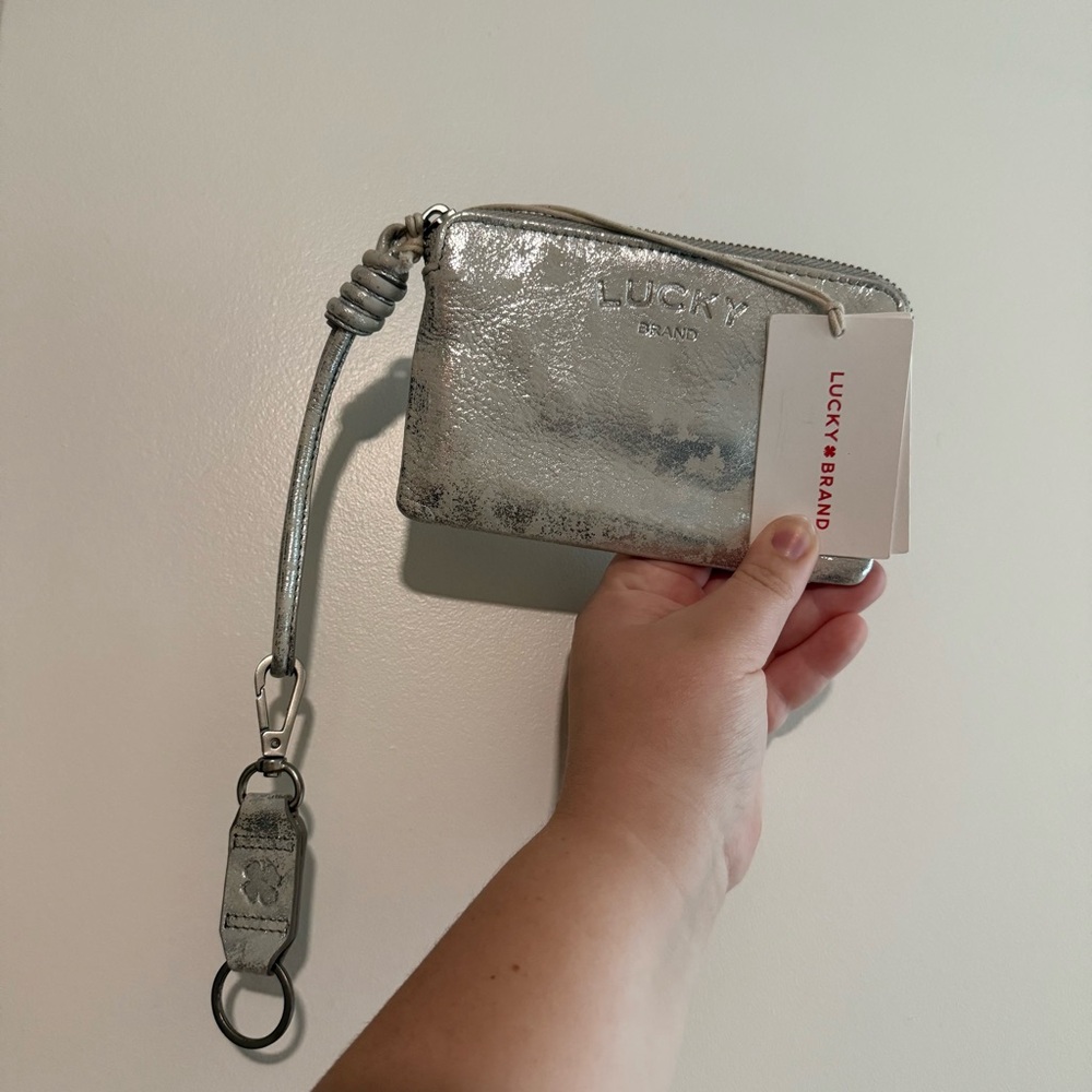 Lucky Brand Metallic Silver Wristlet